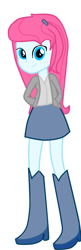 Size: 400x1229 | Tagged: safe, artist:alejamoreno-brony, imported from derpibooru, oc, oc only, oc:lovely waltz, human, equestria girls, blue eyes, blue skin, boots, clothes, equestria girls oc, equestria girls-ified, high heel boots, jacket, pink hair, shirt, shoes, simple background, skirt, solo, vest, white background