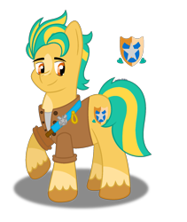 Size: 1367x1620 | Tagged: safe, artist:kosmiktym, imported from derpibooru, hitch trailblazer, earth pony, pony, coat markings, g5, looking down, male, redesign, simple background, smiling, socks (coat markings), solo, stallion, tail, transparent background, two toned mane, two toned tail