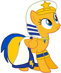 Size: 903x1080 | Tagged: safe, artist:amity, imported from derpibooru, oc, oc only, oc:flare spark, pegasus, clothes, egyptian, egyptian pony, headdress, robe, simple background, transparent background, vector