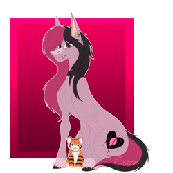 Size: 4320x4320 | Tagged: safe, artist:chazmazda, imported from derpibooru, oc, oc only, big cat, pony, tiger, abstract background, accessory, colored, commission, cutie mark, ear piercing, ears up, flat colors, hoof fluff, jewelry, lineart, lip piercing, long hair, male, markings, necklace, piercing, plushie, ribs, scar, simple background, sitting, skinny, smiling, tail, thin, transparent background