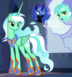 Size: 1280x1374 | Tagged: safe, artist:vi45, imported from derpibooru, lyra heartstrings, nightmare moon, oc, oc only, alicorn, pony, alicorn oc, fusion, fusion:lyra heartstrings, fusion:nightmare moon, horn, solo, wings