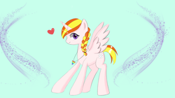 Size: 5000x2800 | Tagged: safe, imported from derpibooru, oc, oc only, oc:cokecoffee, alicorn, pony, female, heart, horn, jewelry, looking at you, mare, pendant, solo, solo female, spread wings, wings