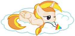 Size: 991x474 | Tagged: safe, imported from derpibooru, oc, oc only, oc:cokecoffee, alicorn, pony, cloud, female, horn, jewelry, lying down, mare, pendant, prone, simple background, solo, solo female, transparent background, wings