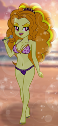 Size: 918x2000 | Tagged: safe, artist:emeraldblast63, imported from derpibooru, adagio dazzle, equestria girls, beach, belly, belly button, bikini, breasts, busty adagio dazzle, clothes, female, microphone, stupid sexy adagio dazzle, swimsuit