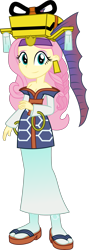 Size: 1315x3688 | Tagged: safe, artist:sketchmcreations, imported from derpibooru, fluttershy, human, equestria girls, alternate hairstyle, breasts, cleavage, clothes, cosplay, costume, dress, ear piercing, earring, female, jewelry, kimono (clothing), off shoulder, okami, piercing, sandals, simple background, socks, solo, transparent background, vector