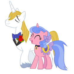 Size: 605x605 | Tagged: safe, artist:90sigma, artist:chir-miru, edit, imported from derpibooru, vector edit, prince blueblood, royal ribbon, pony, unicorn, blueribbon, crack shipping, duo, duo male and female, eyes closed, female, horn, male, mare, open mouth, open smile, shipping, simple background, smiling, stallion, straight, transparent background, vector