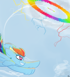 Size: 1000x1100 | Tagged: safe, artist:summerbeachyt, imported from derpibooru, rainbow dash, pegasus, pony, cloud, flying, leg fluff, sky, solo, sonic rainboom