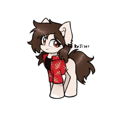 Size: 1650x1600 | Tagged: safe, artist:rejiser, imported from derpibooru, oc, oc only, earth pony, pony, clothes, ear fluff, female, looking at you, smiling, solo, tail