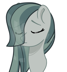 Size: 1003x1080 | Tagged: safe, artist:xinjinjumin293104353261, imported from derpibooru, marble pie, earth pony, pony, bust, eyes closed, female, frown, mare, portrait, simple background, solo, white background