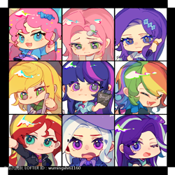 Size: 750x750 | Tagged: safe, artist:wumingshi61160, imported from derpibooru, applejack, fluttershy, pinkie pie, rainbow dash, rarity, twilight sparkle, equestria girls, mane six, solo