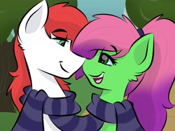 Size: 2048x1535 | Tagged: safe, artist:doodle-hooves, oc, oc only, pony, female, happy, looking at each other, male, mare, stallion