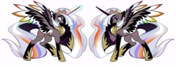 Size: 8079x3094 | Tagged: safe, artist:r-cang, imported from derpibooru, oc, oc only, alicorn, alicorn oc, horn, reference sheet, side view, simple background, solo, white background, wings