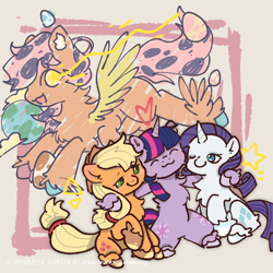 Size: 750x750 | Tagged: safe, artist:zhixidezhouxiansheng, imported from derpibooru, applejack, rarity, twilight sparkle, alicorn, earth pony, pegasus, pony, solo