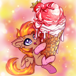 Size: 2500x2500 | Tagged: safe, artist:stesha, imported from derpibooru, oc, oc:coma, pegasus, cute, food, ice cream, solo