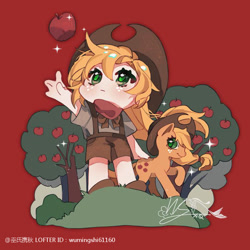 Size: 750x750 | Tagged: safe, artist:wumingshi61160, imported from derpibooru, applejack, equestria girls, solo