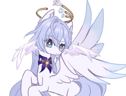 Size: 1680x1291 | Tagged: safe, alternate version, artist:xiaoshundrew, imported from derpibooru, pegasus, pony, female, honkai: star rail, mare, ponified, robin (honkai: star rail), simple background, white background