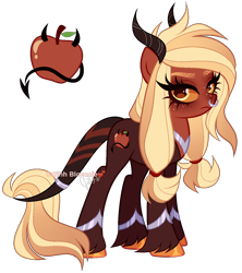 Size: 1286x1446 | Tagged: safe, artist:gihhbloonde, imported from derpibooru, oc, hybrid, female, interspecies offspring, offspring, parent:applejack, parent:lord tirek, simple background, solo, transparent background