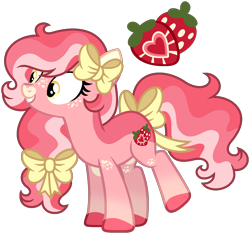 Size: 1444x1353 | Tagged: safe, artist:strawberry-spritz, imported from derpibooru, oc, oc:strawberry ribbon, pony, bow, female, hair bow, mare, solo, tail, tail bow