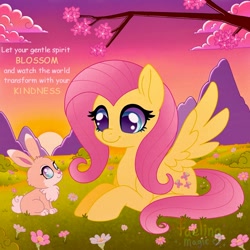 Size: 1500x1500 | Tagged: safe, artist:faelingmagic, imported from derpibooru, fluttershy, pegasus, pony, rabbit, animal, female, mare