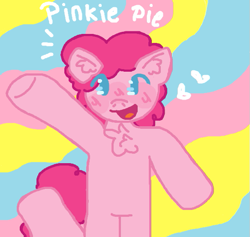 Size: 583x552 | Tagged: safe, artist:mikey-issoilly, imported from derpibooru, pinkie pie, earth pony, bipedal, female, heart, waving