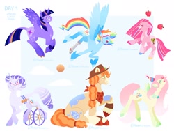 Size: 2048x1543 | Tagged: safe, artist:peeperzcreeperz, imported from derpibooru, applejack, fluttershy, pinkie pie, rainbow dash, rarity, twilight sparkle, earth pony, pegasus, pony, unicorn, alternate design, horn, mane six, simple background, white background