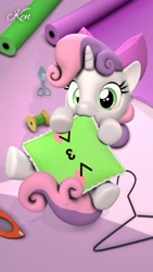 Size: 1080x1920 | Tagged: safe, artist:kenaga, sweetie belle, pony, 3d, cute, female, filly, looking at you