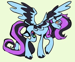 Size: 1080x905 | Tagged: safe, artist:broniesforponies, imported from derpibooru, oc, oc only, pegasus, pony, art trade, black mane, black tail, blue coat, purple mane, purple tail, solo, tail