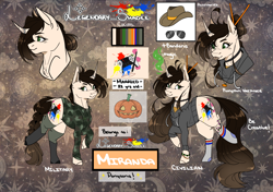 Size: 1700x1200 | Tagged: safe, artist:legendaryshadee, imported from derpibooru, oc, oc:miranda, pony, unicorn, camouflage, clothes, female, hoodie, horn, mare, reference sheet, solo