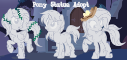 Size: 1280x602 | Tagged: safe, artist:vi45, imported from derpibooru, earth pony, pegasus, pony, unicorn, egg, female, horn, mare, nest, statue