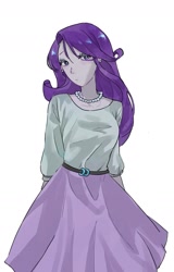 Size: 1195x1863 | Tagged: safe, artist:dusknebula, artist:sugarcube269, imported from derpibooru, rarity, human, equestria girls, belt, clothes, female, shirt, shoes, simple background, skirt, solo, white background