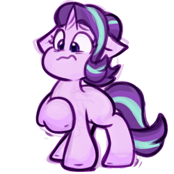 Size: 900x900 | Tagged: safe, artist:zutcha, imported from derpibooru, starlight glimmer, pony, unicorn, colored sketch, female, floppy ears, frown, horn, mare, simple background, sketch, solo, white background