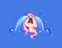 Size: 3232x2532 | Tagged: safe, artist:azaani, imported from derpibooru, fluttershy, pegasus, pony, blue background, chibi, crying, cute, female, frown, mare, nose in the air, ocular gushers, open mouth, sad, sadorable, shyabetes, simple background, solo, volumetric mouth