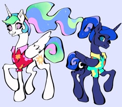 Size: 1020x899 | Tagged: safe, artist:broniesforponies, imported from derpibooru, princess celestia, princess luna, alicorn, pony, blue background, duo, duo female, female, mare, siblings, simple background, sisters