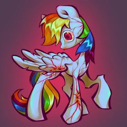 Size: 1440x1440 | Tagged: safe, artist:broniesforponies, imported from derpibooru, rainbow dash, pegasus, pony, blood, female, infection au, mare, solo