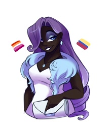 Size: 1300x1500 | Tagged: safe, artist:uunicornicc, imported from twibooru, part of a set, rarity, human, blackwashing, clothes, colombia, female, headcanon, humanized, image, lesbian pride flag, needs more jpeg, pride, pride flag, sexuality headcanon, simple background, solo, white background