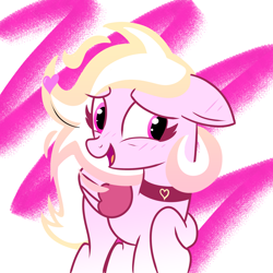 Size: 2160x2160 | Tagged: safe, artist:solarflare6041, imported from derpibooru, oc, oc:solar flare, pegasus, pony, abstract background, blushing, choker, gradient mane, pink eyes, smiling