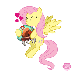 Size: 1347x1347 | Tagged: safe, artist:twifight-sparkill, imported from twibooru, fluttershy, pegasus, pony, cross-popping veins, crossover, eyes closed, flying, frown, happy, heart, image, metroid, metroid (species), png, smiling, spread wings, tail, wings, wip