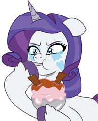 Size: 718x886 | Tagged: safe, artist:prixy05, imported from derpibooru, rarity, pony, unicorn, comfort eating, eating, female, food, g4 to g5, g5, generation leap, horn, ice cream, mare, my little pony: tell your tale, simple background, solo, transparent background, vector