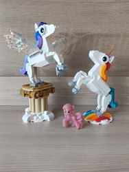 Size: 3072x4096 | Tagged: safe, imported from derpibooru, photographer:hollyn, pinkie pie, earth pony, pegasus, unicorn, blind bag pony, collectible, horn, lego, photo