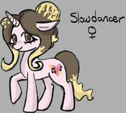 Size: 512x460 | Tagged: safe, artist:soapylicewater, oc, oc:slowdancer, pony, unicorn, brunette, bun, hair bun, hair highlights, photo, pink coat, raised hoof, reference sheet, simple background, solo, tied hair, tied mane