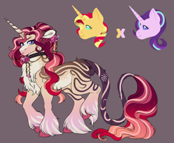 Size: 1280x1054 | Tagged: safe, artist:malinraf1615, imported from derpibooru, starlight glimmer, sunset shimmer, oc, pony, unicorn, horn, magical lesbian spawn, male, offspring, parent:starlight glimmer, parent:sunset shimmer, parents:shimmerglimmer, simple background, stallion