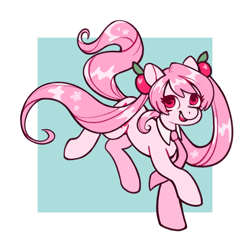 Size: 2048x2048 | Tagged: safe, alternate version, artist:kaylees-art, imported from derpibooru, earth pony, pony, anime, clothes, female, hatsune miku, headset, looking at you, mare, necktie, pigtails, ponified, sakura miku, simple background, solo, triple baka, twintails, vocaloid, white background