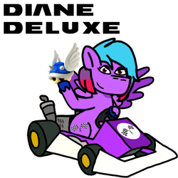 Size: 1280x1280 | Tagged: safe, artist:josephthedumbimpostor, imported from derpibooru, oc, oc only, oc:diane deluxe, pony, blue shell, mario kart, ponified, rule 85, simple background, solo, super mario bros., white background