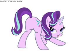 Size: 2000x1400 | Tagged: safe, anonymous editor, artist:jonesdylan874, imported from derpibooru, starlight glimmer, pony, unicorn, butt, female, flank, horn, plot, png, seductive, sexy, simple background, solo