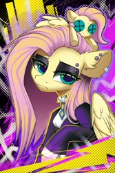 Size: 1365x2048 | Tagged: safe, artist:kebchach, fluttershy, pony, aesthetics, female, goth, mare