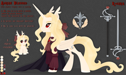 Size: 1920x1152 | Tagged: safe, artist:kabuvee, imported from derpibooru, oc, oc:adrian blessed, alicorn, bat pony, bat pony alicorn, pony, undead, vampire, vampony, bat wings, clothes, horn, male, reference sheet, solo, stallion, sword, weapon, wings