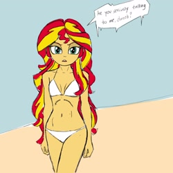 Size: 2048x2048 | Tagged: safe, artist:stammis, imported from derpibooru, sunset shimmer, human, equestria girls, bikini, clothes, solo, swimsuit, white bikini