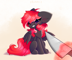 Size: 3000x2500 | Tagged: safe, artist:persikulka, imported from derpibooru, oc, oc only, pegasus, pony, knife, magic, meme, pegasus oc, ponified animal photo, ponified meme, simple background, smug, solo, telekinesis, wings