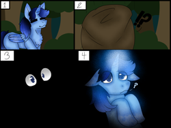 Size: 4000x3000 | Tagged: safe, imported from derpibooru, oc, oc:blue thunder, comic, dark, forest, forest background, kidnapped, nature, tree