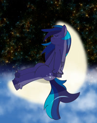 Size: 1259x1592 | Tagged: safe, artist:redfire-pony, imported from derpibooru, oc, oc only, oc:swift star, pegasus, pony, female, mare, moon, night, sleeping, solo, tangible heavenly object